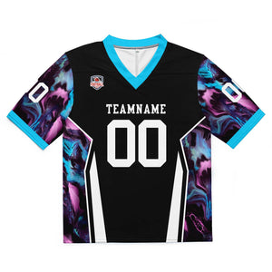 Camiseta de fútbol personalizada con nombre y número del equipo bordados-color negro y azul claro