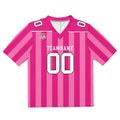 Camiseta de fútbol personalizada con nombre y número del equipo bordados-color rosa y blanco