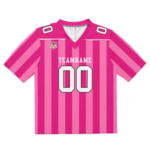 Camiseta de fútbol personalizada con nombre y número del equipo bordados-color rosa y blanco