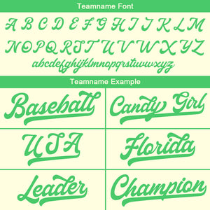 Camiseta de béisbol personalizada con diseño bordado & estilo hip hop & color crema-verde