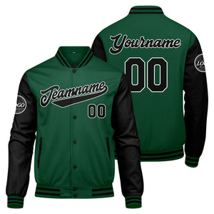 Chaqueta universitaria personalizada estilo Letterman para hombres-mujeres y jóvenes-color verde y negro
