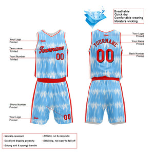 Uniforme de baloncesto personalizado Acoustic Wave azul claro con tu logotipo-nombre y número impresos