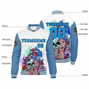Chaqueta universitaria personalizada estilo Letterman para hombres-mujeres y jóvenes-color azul claro