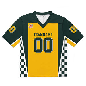 Camiseta de fútbol personalizada con nombre y número del equipo bordados-color verde y amarillo