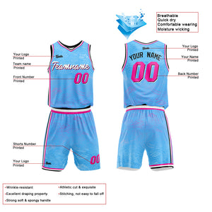 Uniforme de baloncesto azul claro personalizado con tu logotipo-nombre y número impresos