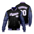 Chaquetas universitarias personalizadas negras y moradas para hombres & mujeres y jóvenes & Chaquetas Letterman personalizadas