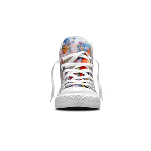 Skelete Harmony: Zapatillas unisex de media caña de lona -Adéntrate en un mundo de estilo Sketch con cautivadores estampados de esqueletos para hombre y mujer