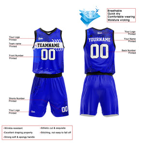 Uniforme de baloncesto azul personalizado con tu logotipo-nombre y número impresos