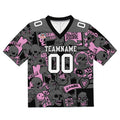 Camiseta de fútbol personalizada con nombre y número del equipo impresos y bordados-color rosa claro