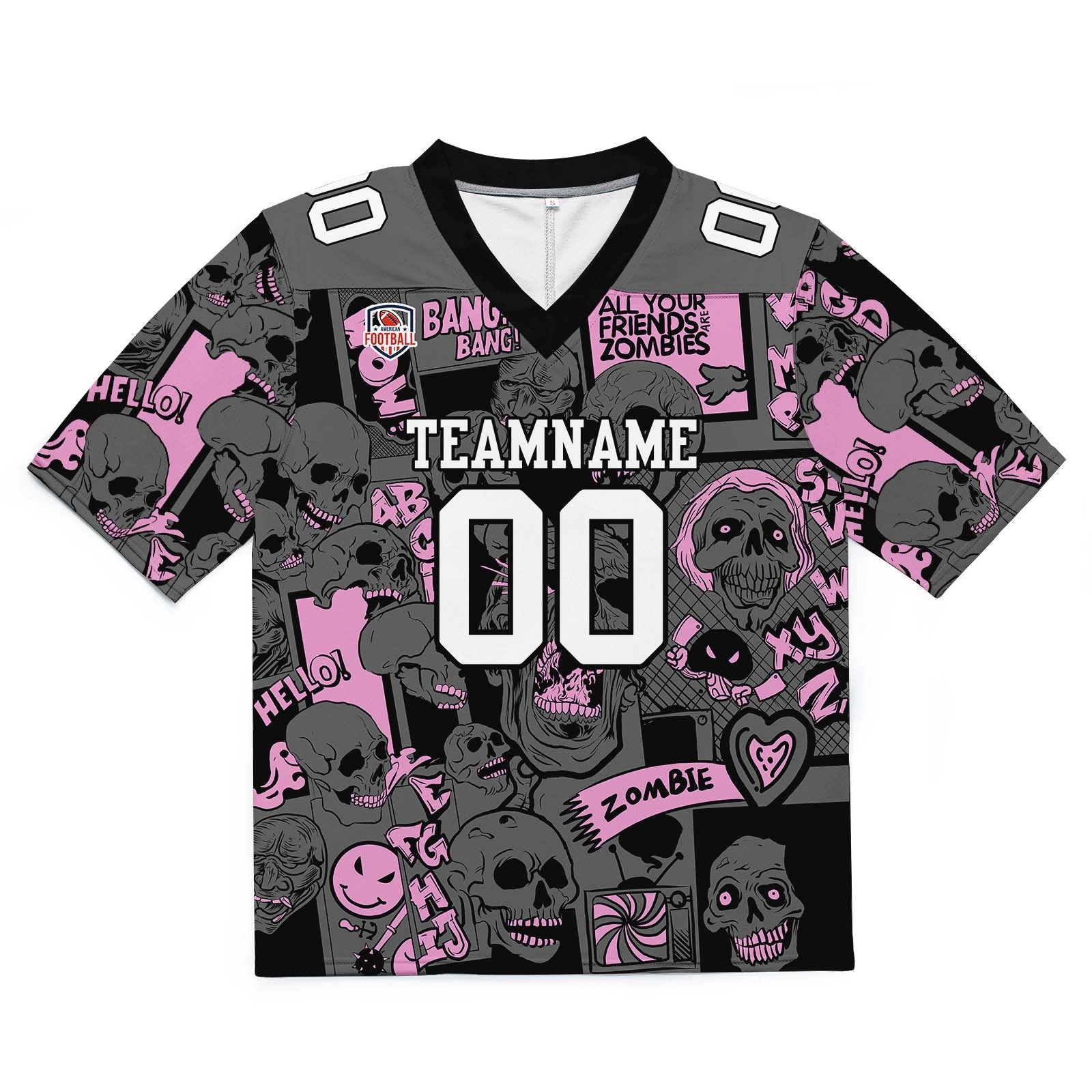 Camiseta de fútbol personalizada con nombre y número del equipo impresos y bordados-color rosa claro