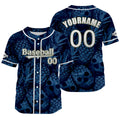 Camiseta de béisbol azul marino personalizada con nombre número y logotipo personalizados