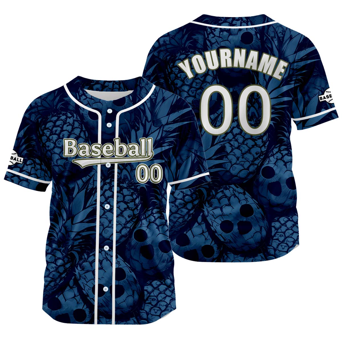 Camiseta de béisbol azul marino personalizada con nombre número y logotipo personalizados