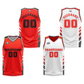 Traje de baloncesto reversible rojo-blanco y negro personalizado para adultos y niños