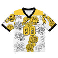 Camiseta de fútbol personalizada con nombre y número del equipo bordados-color blanco y amarillo
