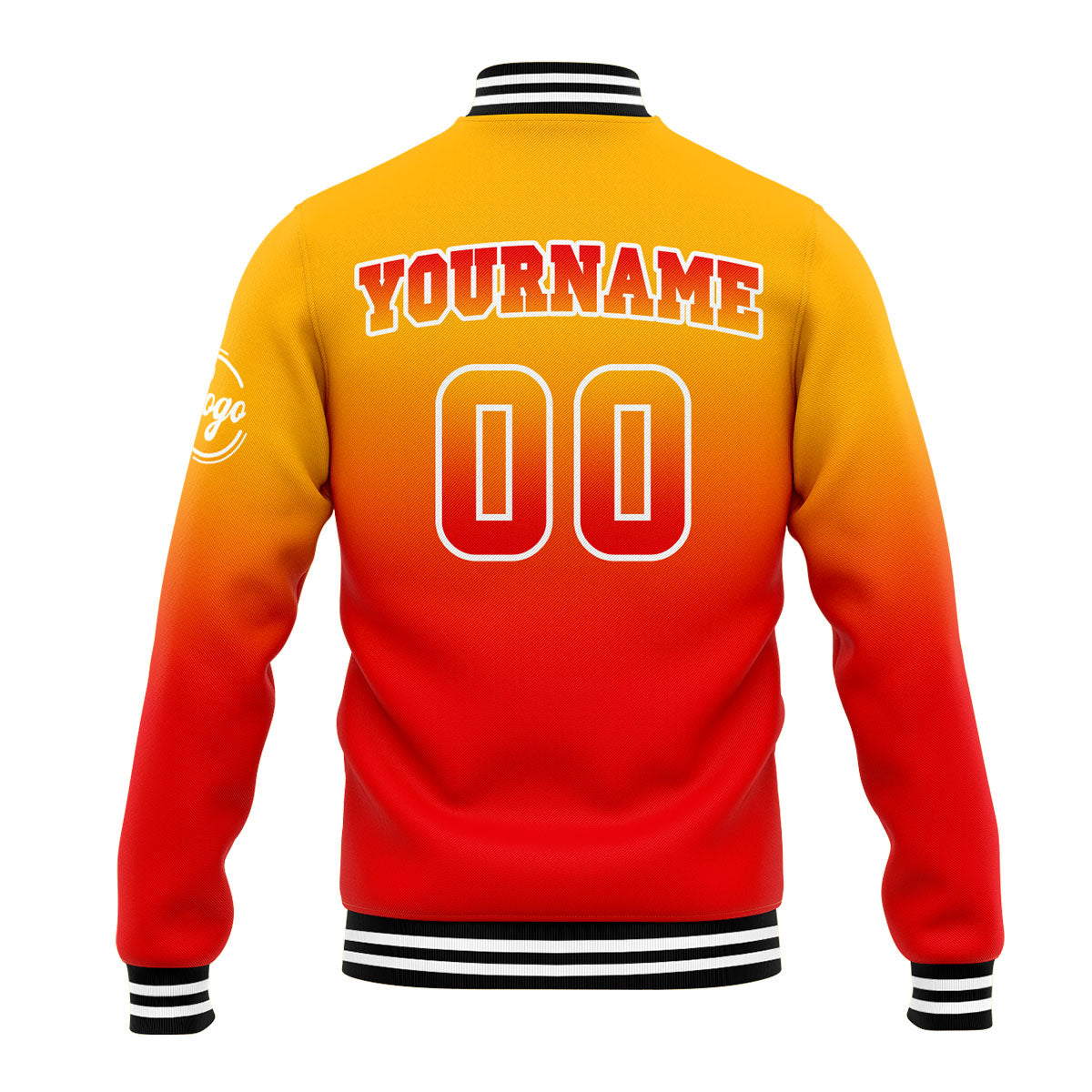 Chaqueta universitaria personalizada estilo Letterman para hombres-mujeres y jóvenes-color naranja claro y rojo