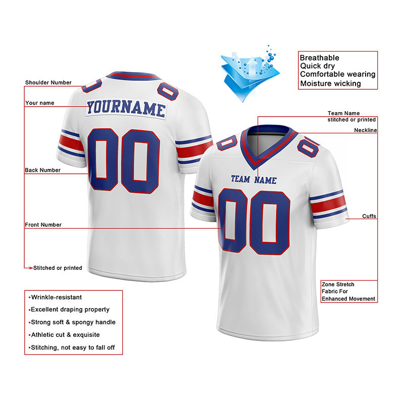 customized authentic football jersey blue white-red  mesh