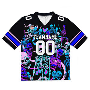 Camiseta de fútbol personalizada con nombre y número del equipo impresos y bordados -Esqueleto azul marino