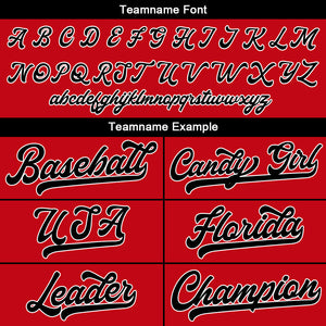 Camiseta de béisbol personalizada con diseño bordado & estilo hip hop & color rojo y negro