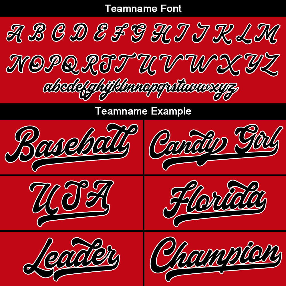 Camiseta de béisbol personalizada con diseño bordado & estilo hip hop & color rojo y negro