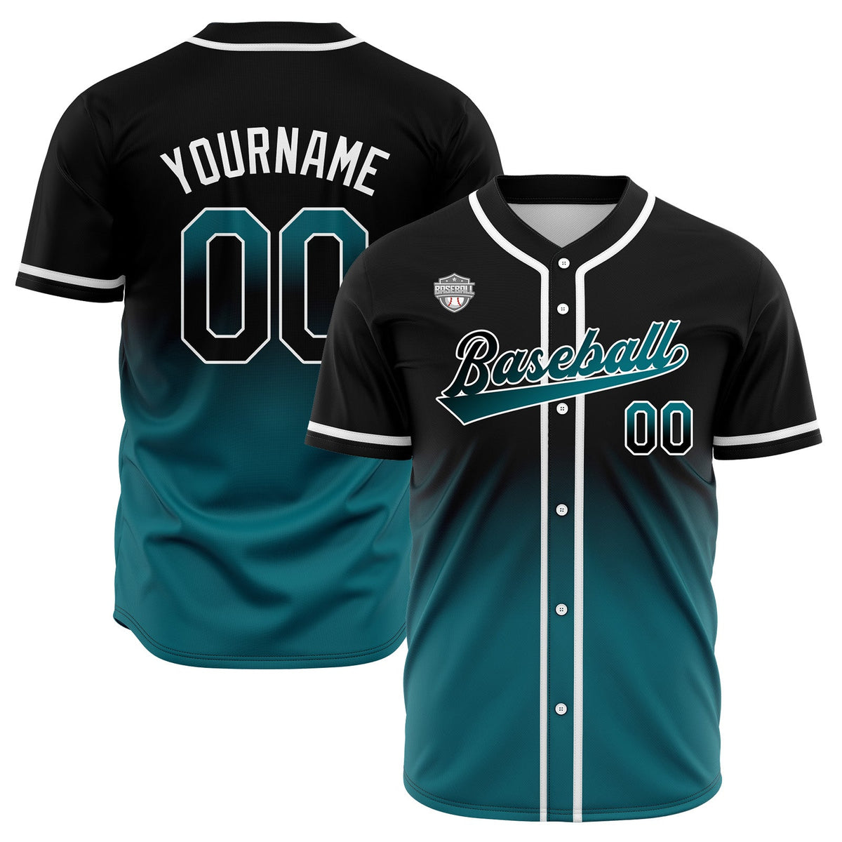 Camisetas de béisbol personalizadas con degradado nombre número y logotipo