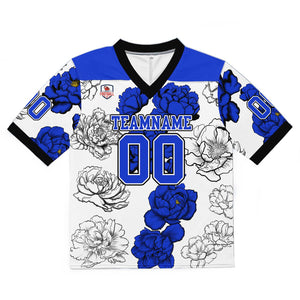 Camiseta de fútbol personalizada con nombre y número del equipo bordados-color blanco y azul marino