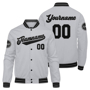Chaqueta universitaria personalizada estilo Letterman para hombres-mujeres y jóvenes-color gris y negro