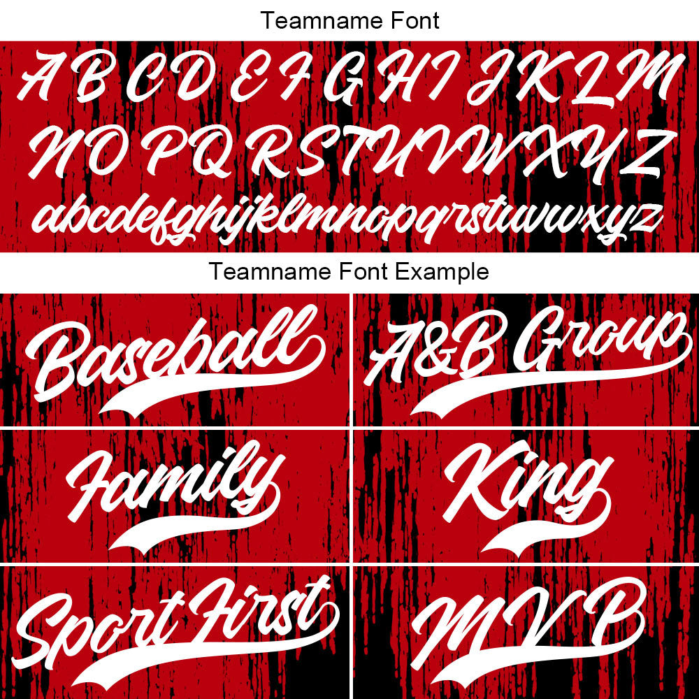 Camiseta de béisbol con dise?o personalizado estampado a todo color rojo y negro