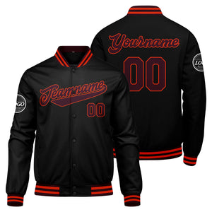 Chaqueta universitaria personalizada estilo Letterman para hombres-mujeres y jóvenes-color granate-negro y naranja