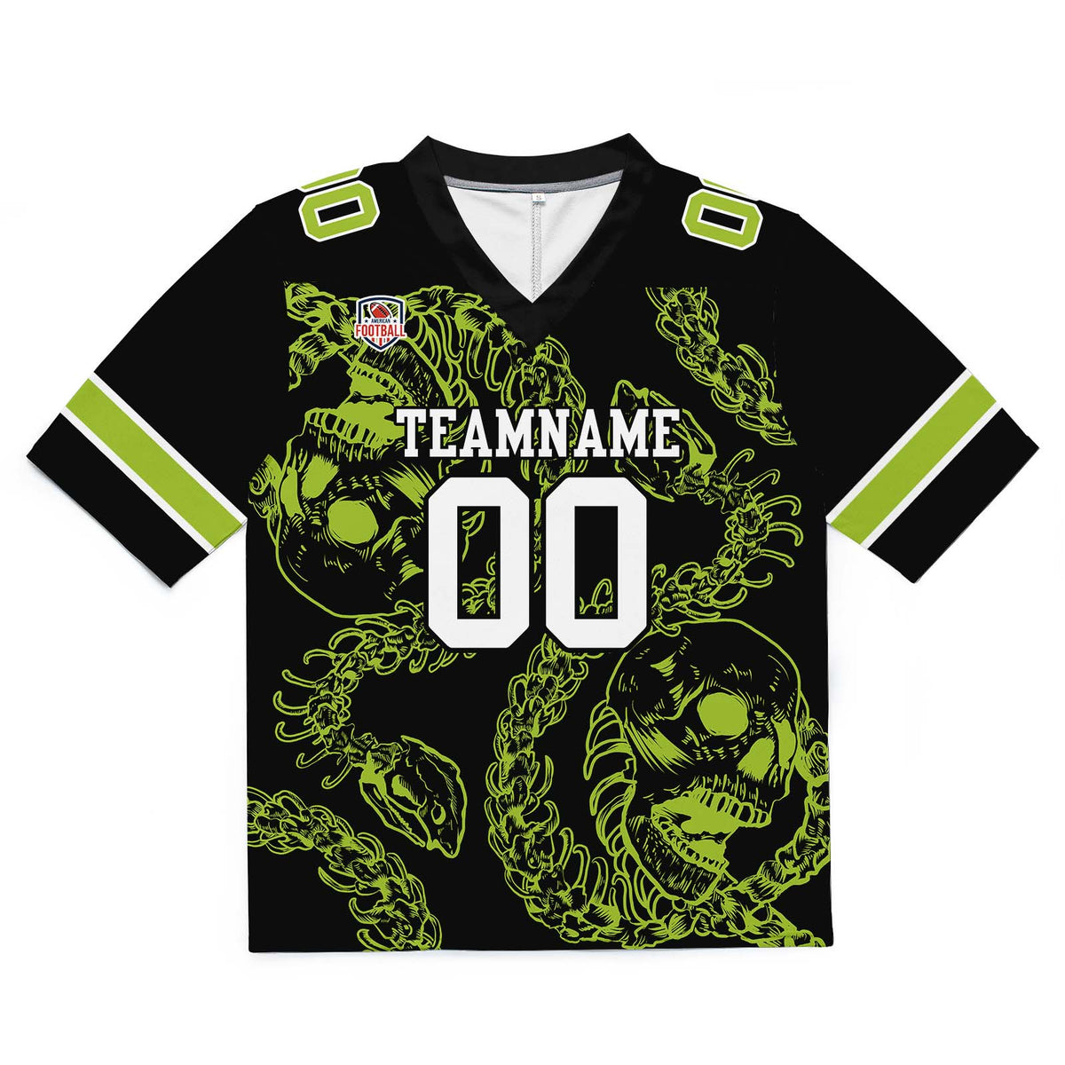 Camiseta de fútbol personalizada con nombre y número del equipo bordados y estampados-color verde lima