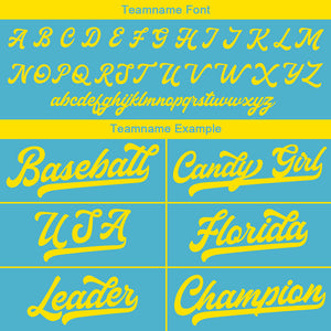 Camiseta de béisbol personalizada con diseño bordado & estilo hip hop & color azul claro y amarillo