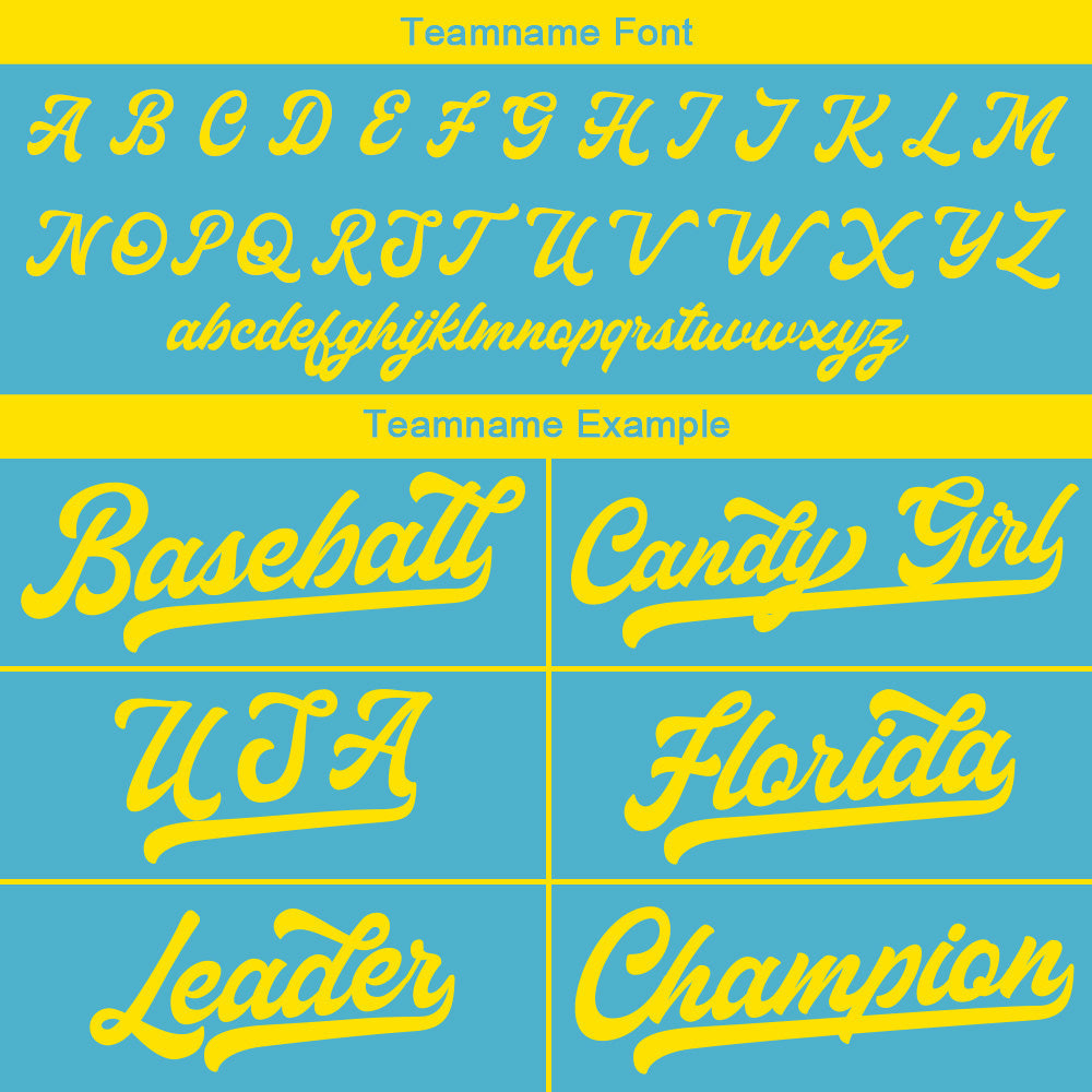 Camiseta de béisbol personalizada con diseño bordado & estilo hip hop & color azul claro y amarillo