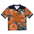 Camiseta de fútbol personalizada con nombre y número del equipo impresos y bordados-color negro