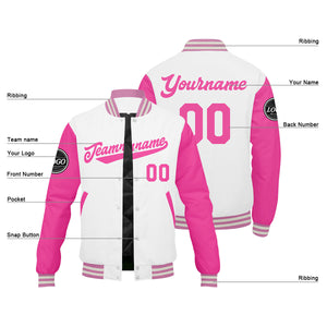 Chaqueta universitaria personalizada estilo Letterman para hombres-mujeres y jóvenes-color rosa