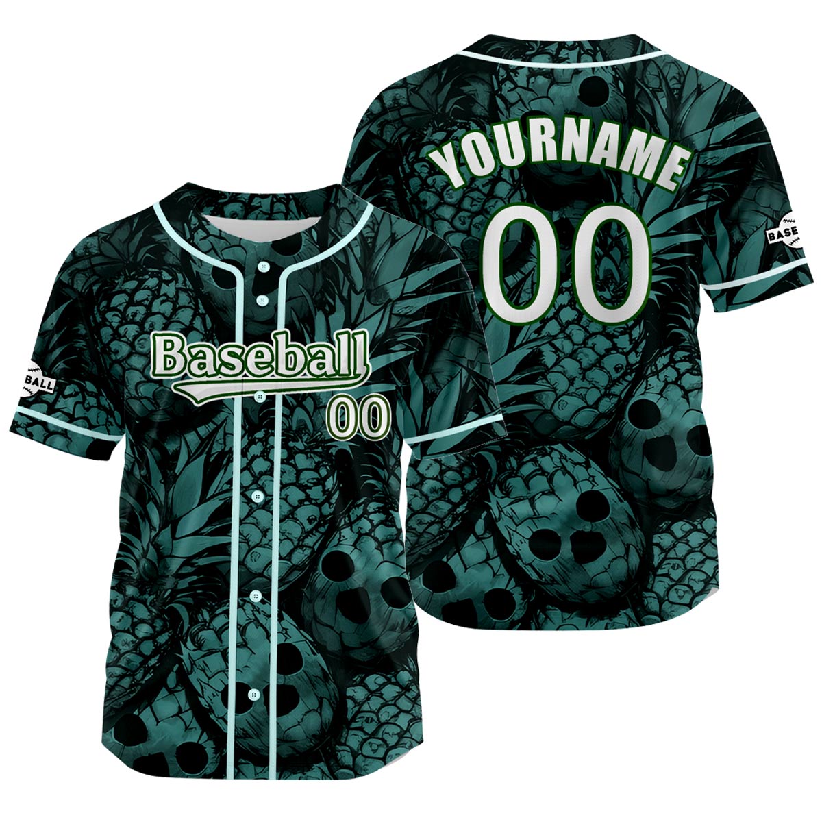Camiseta de béisbol verde personalizada con nombre número y logotipo personalizados