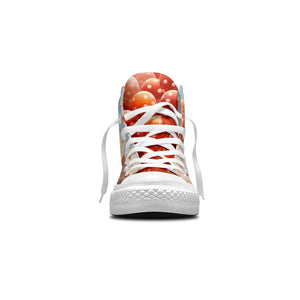 Polka Dot Soiree: Zapatillas unisex de lona de media caña: baila por los cielos con estampados de globos caprichosos para hombres y mujeres
