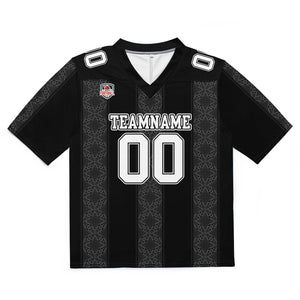 Camiseta de fútbol personalizada con franja estampada con el nombre y el número del equipo -Negra