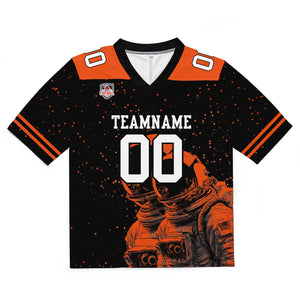 Camiseta de fútbol personalizada con nombre y número del equipo bordados-color negro y naranja