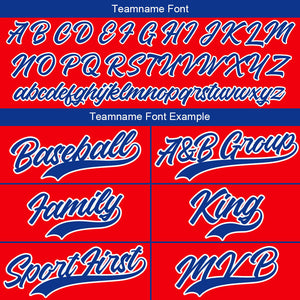 Dise?o personalizado de camiseta de béisbol con estampado completo en rojo azul y blanco