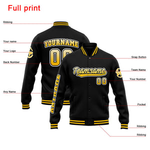 Chaqueta universitaria personalizada estilo Letterman para hombres-mujeres y jóvenes-color amarillo y negro