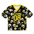 Camiseta de fútbol personalizada con nombre y número del equipo bordados y estampado de calavera -Amarillo limón