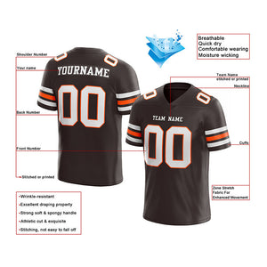 customized authentic football jersey brown white-orange mesh