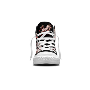 Armonía primaveral: deja volar la belleza de la naturaleza con estas zapatillas de lona de media caña para hombre y mujer El estampado de flores de ciruelo transforma cada paso en una sinfonía floral
