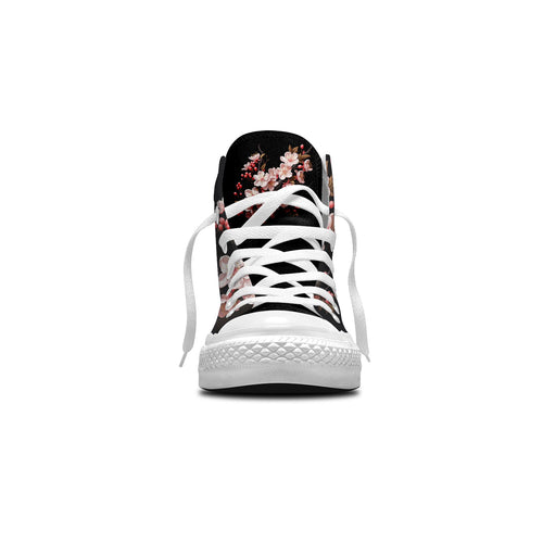 Armonía primaveral: deja volar la belleza de la naturaleza con estas zapatillas de lona de media caña para hombre y mujer El estampado de flores de ciruelo transforma cada paso en una sinfonía floral