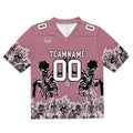 Camiseta de fútbol personalizada con nombre y número del equipo impresos y bordados-color rosa