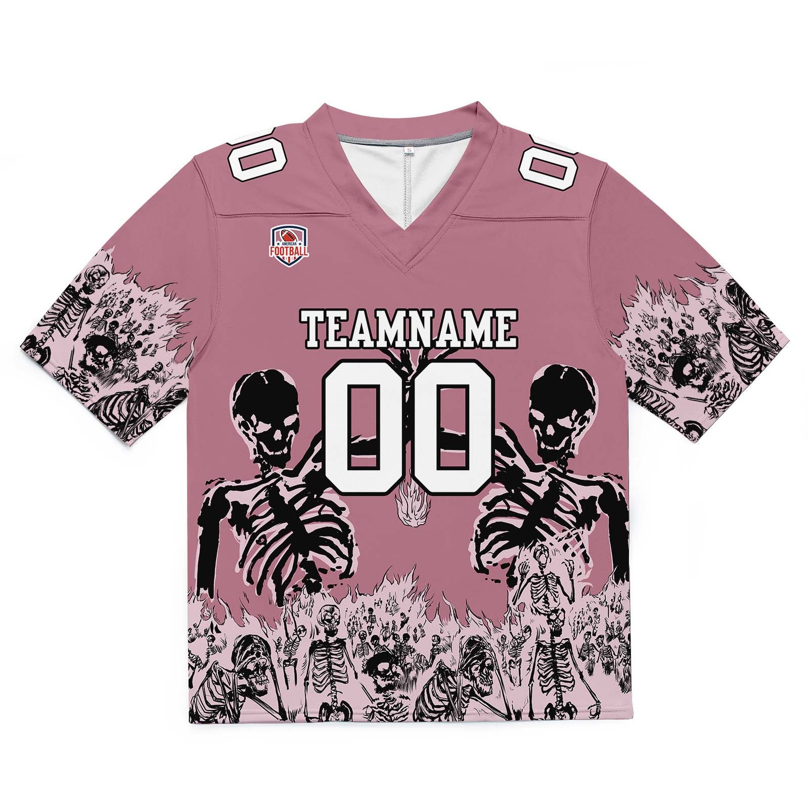 Camiseta de fútbol personalizada con nombre y número del equipo impresos y bordados-color rosa