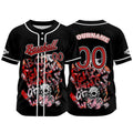 Camiseta de béisbol negra personalizada con botones para hombre mujer adulto y joven Nombre número y logotipo impresos