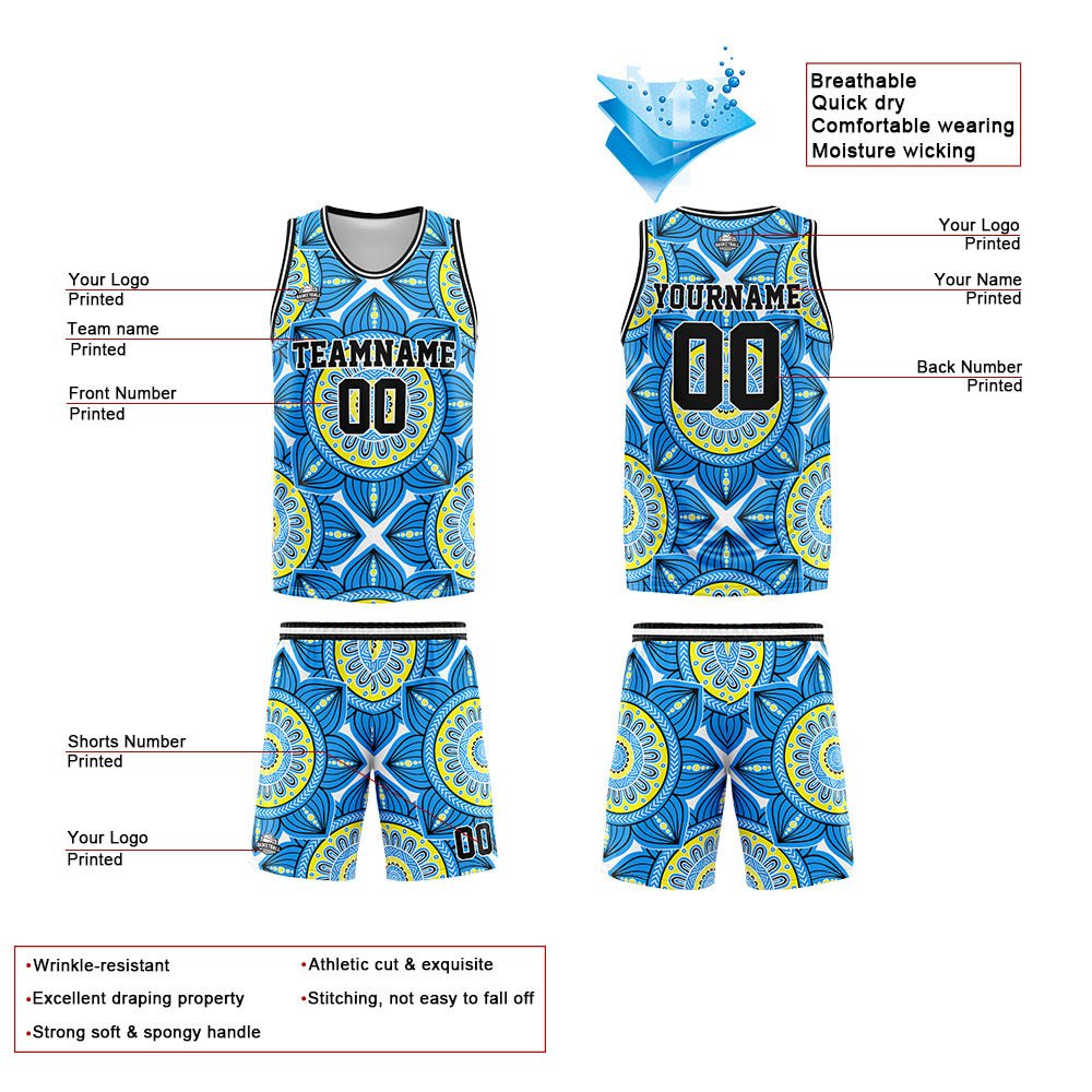 Uniforme de baloncesto azul personalizado con tu logotipo-nombre y número impresos