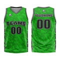 Uniforme de baloncesto personalizado en verde roto y negro con tu logotipo-nombre y número impresos