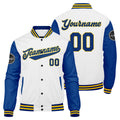 Chaqueta universitaria personalizada estilo Letterman para hombres-mujeres y jóvenes-color azul rey y amarillo