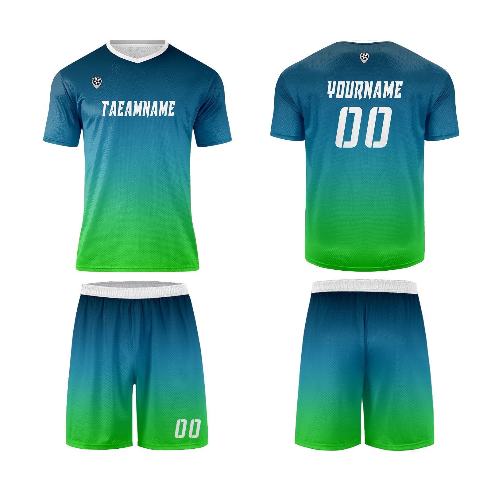 Conjunto personalizado de camiseta de uniforme verde oliva azul verdoso para niños y adultos